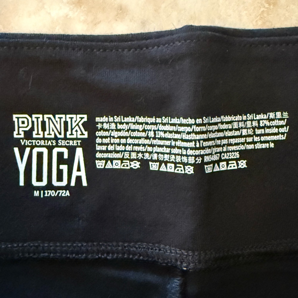 Victoria's Secret bling Black Leggings with rose gold PINK Lettering - Picture 4 of 4
